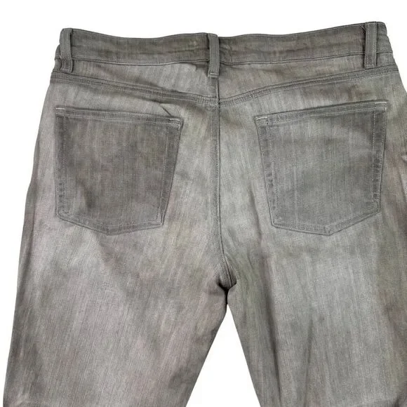 Eileen Fisher Organic Cotton Jeans Size 8 Stretch Straight Leg Washed Light Gray - Picture 4 of 11